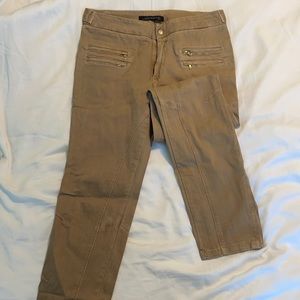 Zara Tan Skinny Pants with side Zipper